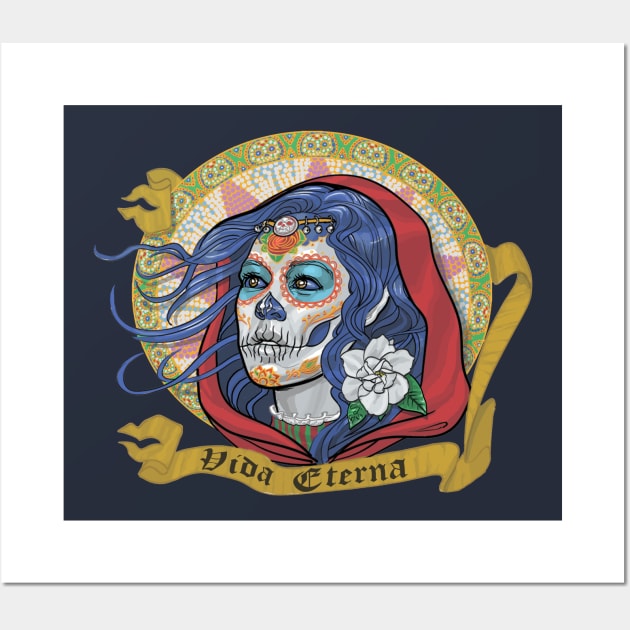 Blue Catrina Wall Art by AyotaIllustration